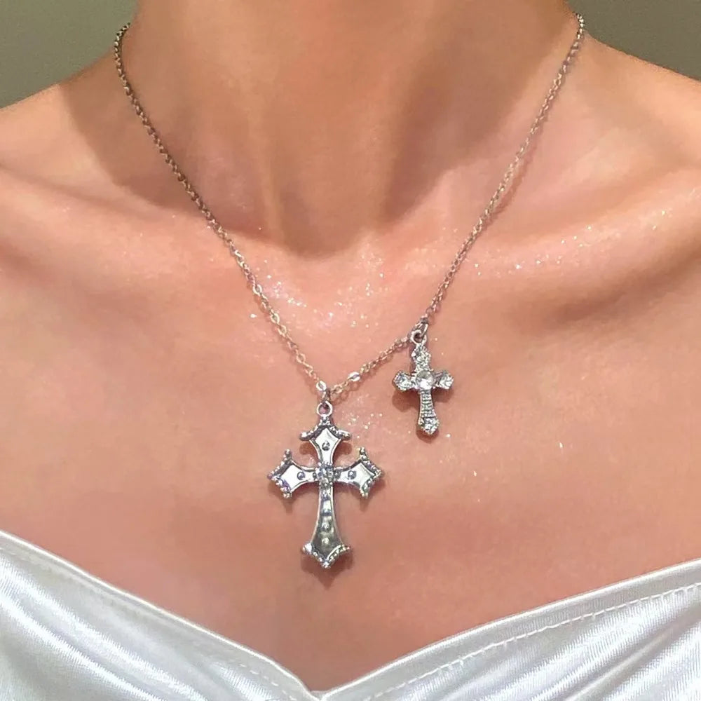 Cross Pendant Necklace Couple Jewelry Halloween Choker