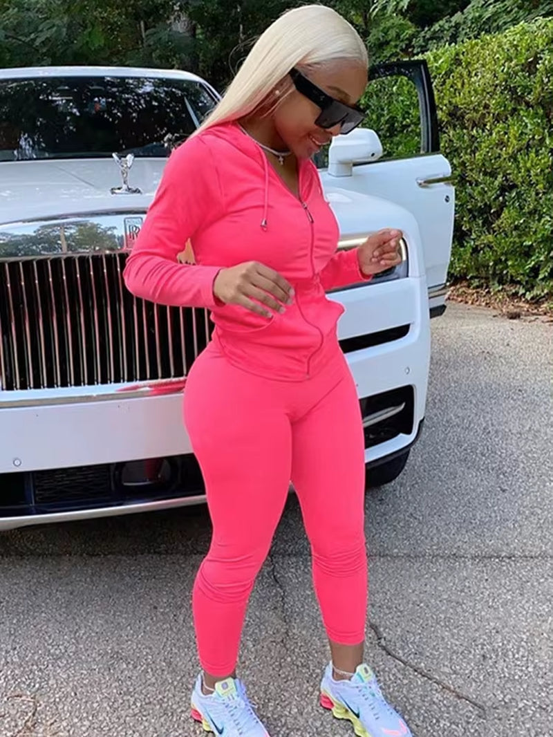 Elevate Your Workout: Women's Autumn Hoodie & Leggings Set - Stylish, Stretchy, and Functional!