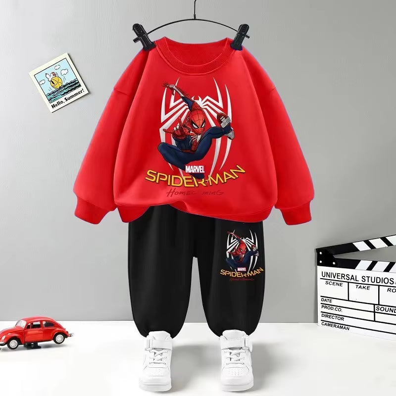 Autumn Baby Girl Clothes Set Children Sports Spider-Man Printing Sweatshirt Top and Pants Bottom Two Piece Suit Tracksuit