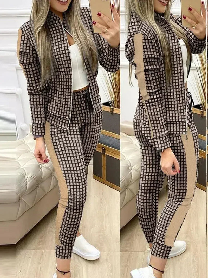 2025 Women Two Piece Set Outfits Autumn Women'S Tracksuit Zipper Top and Pants Casual Sport Suit Winter 2 Piece Woman Sets