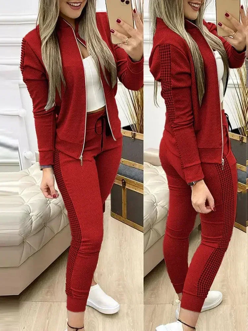 2025 Women Two Piece Set Outfits Autumn Women'S Tracksuit Zipper Top and Pants Casual Sport Suit Winter 2 Piece Woman Sets