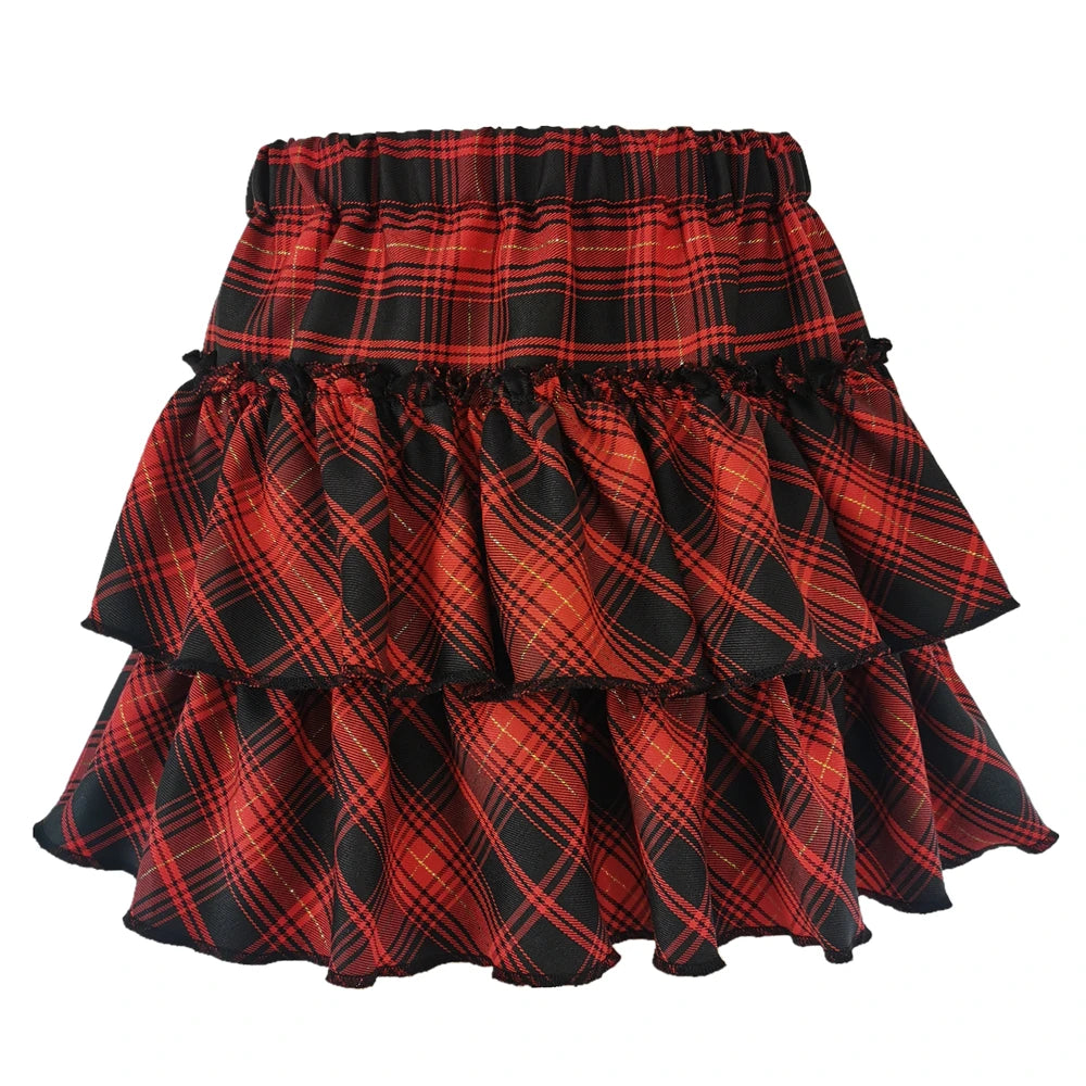 Pink Skirt Japanese College Style Youth Girl Plaid Skirt Female High Waist Slim Lolita Cosplay Y2K Skirt Goth Skirt