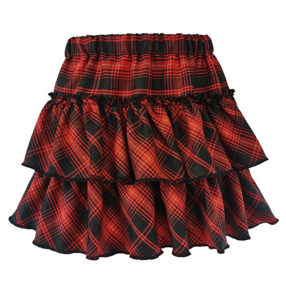 Pink Skirt Japanese College Style Youth Girl Plaid Skirt Female High Waist Slim Lolita Cosplay Y2K Skirt Goth Skirt
