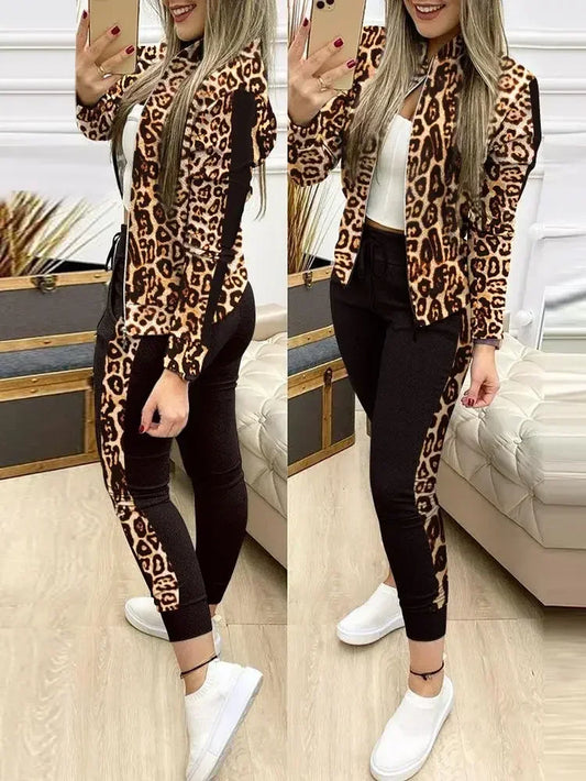 2025 Women Two Piece Set Outfits Autumn Women'S Tracksuit Zipper Top and Pants Casual Sport Suit Winter 2 Piece Woman Sets