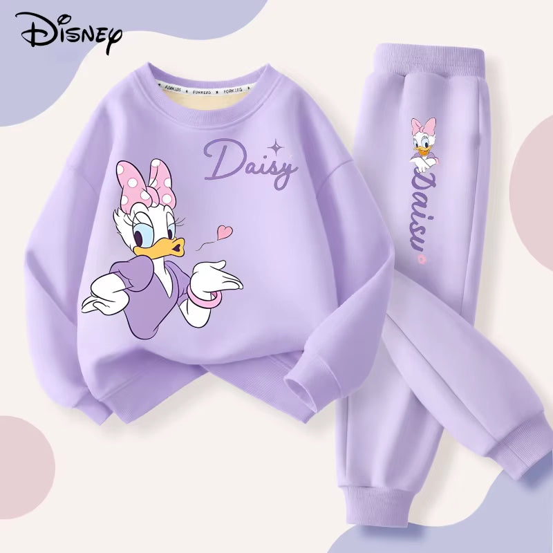 Spring New Daisy Printed Sweatshirt and Sweatpant 2Pcs Set for Children Clothing Sets Girls Pullover Two Piece Suit Tracksuit