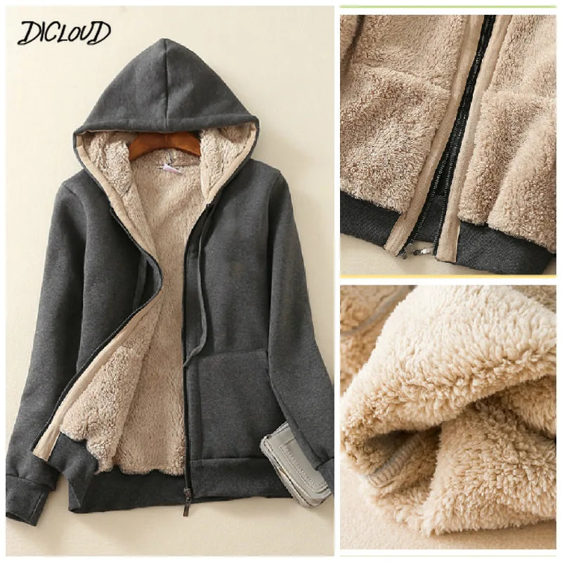 Womens Cashmere Winter Warm Coats Thick Parka Warm Hooded Coat Women Jacket Winter Parka Basic Jacket Fashion Women'S Clothing