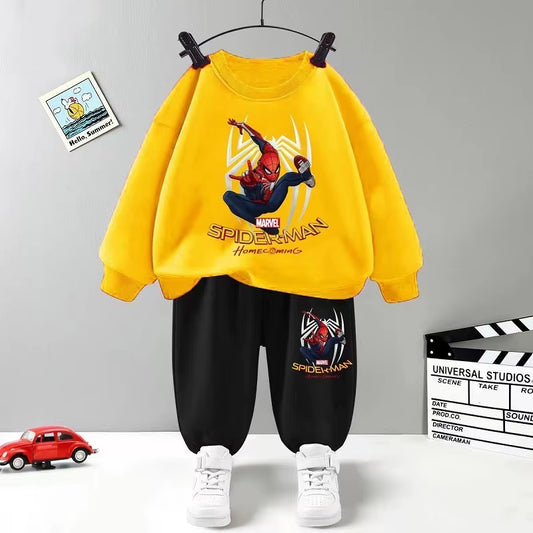 Autumn Baby Girl Clothes Set Children Sports Spider-Man Printing Sweatshirt Top and Pants Bottom Two Piece Suit Tracksuit