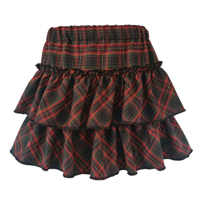 Pink Skirt Japanese College Style Youth Girl Plaid Skirt Female High Waist Slim Lolita Cosplay Y2K Skirt Goth Skirt