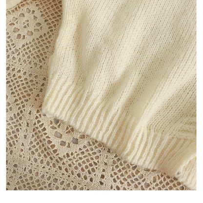 Omniarch Women’s Flower Knit Cardigan Colorful Autumn Crop Sweater