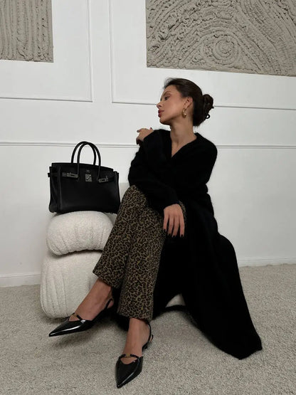 Hirsionsan 2024 Soft Knitted Set Women Autumn Winter Casual Long Sweater Cardigan with Belt & Vest Midi Dresses Solid Tracksuit