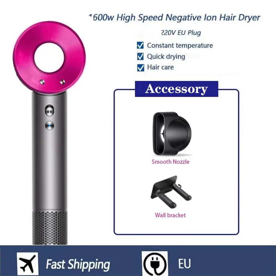 Professional High-speed Negative Ion Hair Dryer 5 Accessories 1600W Constant Temperature Care Fast Drying Electric Hair Dryer