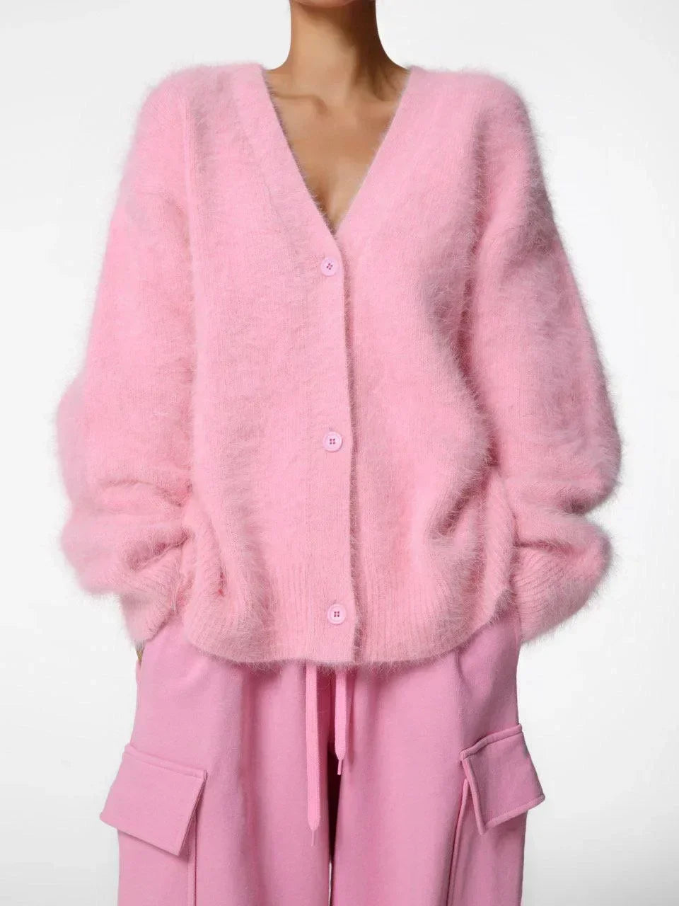 Omniarch Women’s V-Neck Cardigan Oversized Knit Sweater