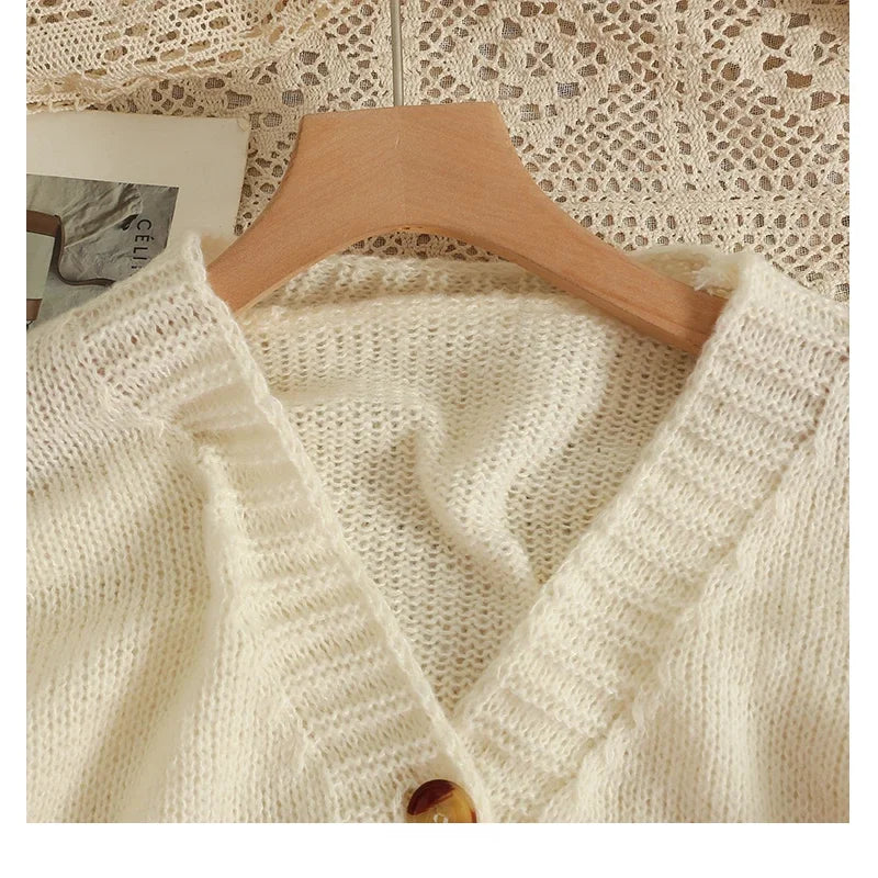 Omniarch Women’s Flower Knit Cardigan Colorful Autumn Crop Sweater