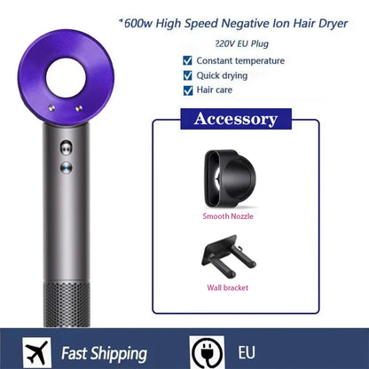 Professional High-speed Negative Ion Hair Dryer 5 Accessories 1600W Constant Temperature Care Fast Drying Electric Hair Dryer