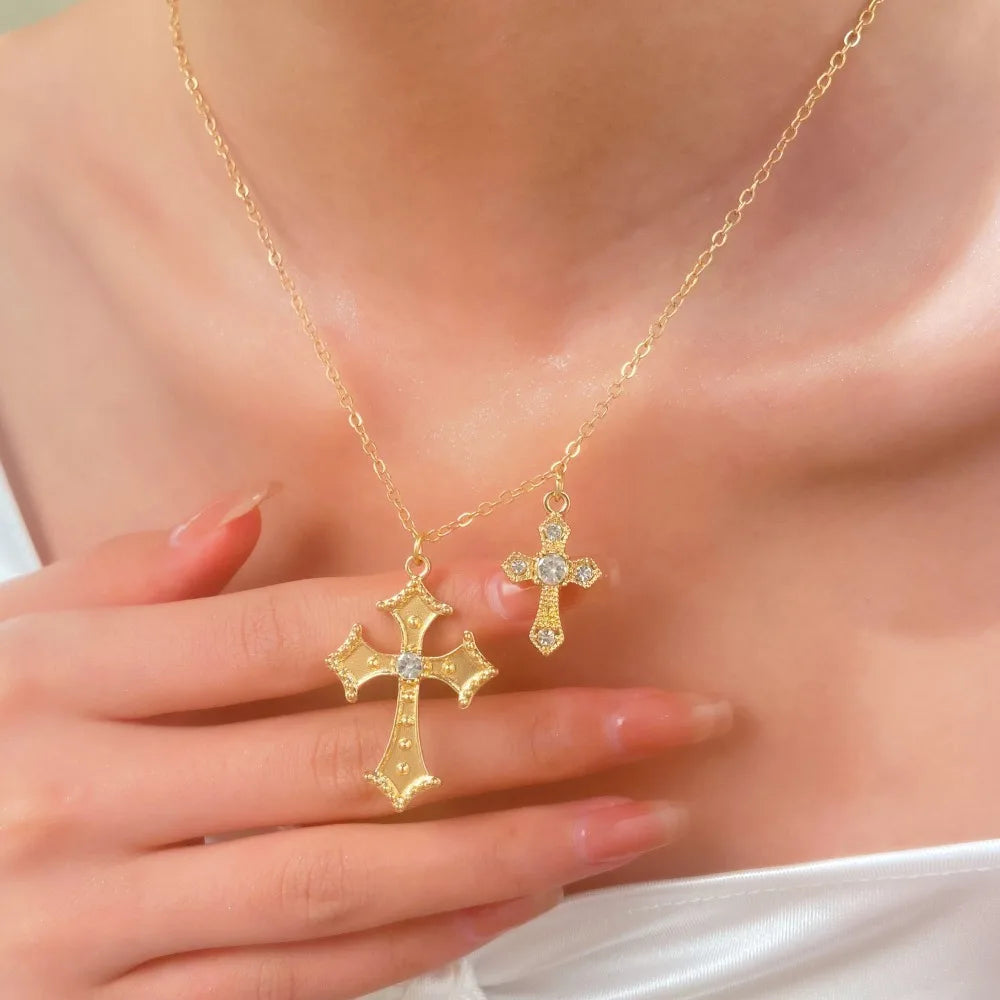 Cross Pendant Necklace Couple Jewelry Halloween Choker
