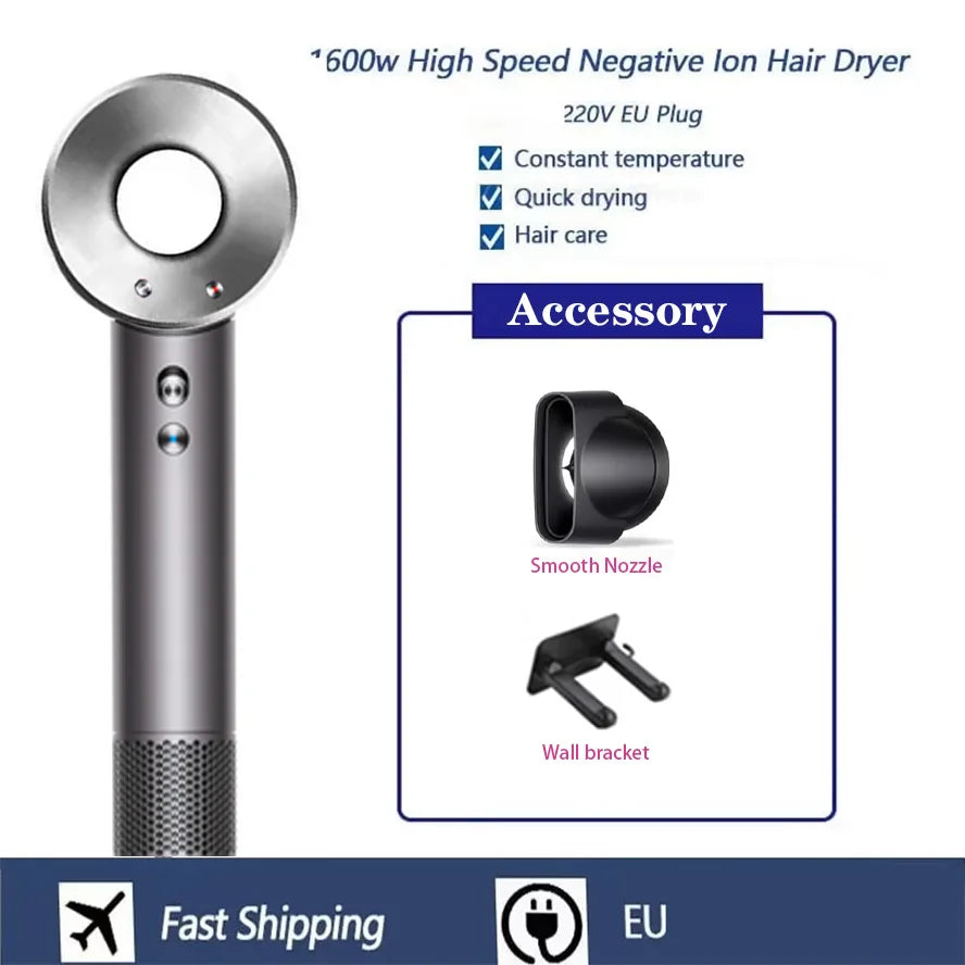 Professional High-speed Negative Ion Hair Dryer 5 Accessories 1600W Constant Temperature Care Fast Drying Electric Hair Dryer