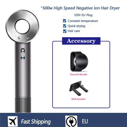 Professional High-speed Negative Ion Hair Dryer 5 Accessories 1600W Constant Temperature Care Fast Drying Electric Hair Dryer
