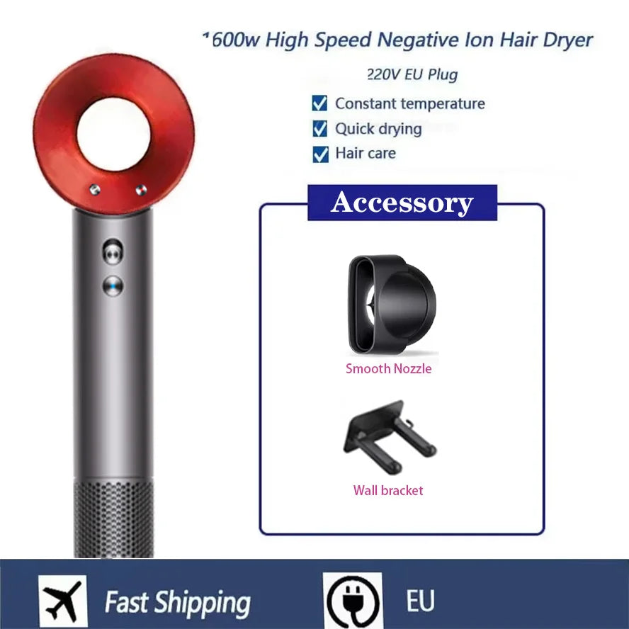 Professional High-speed Negative Ion Hair Dryer 5 Accessories 1600W Constant Temperature Care Fast Drying Electric Hair Dryer
