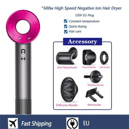 Professional High-speed Negative Ion Hair Dryer 5 Accessories 1600W Constant Temperature Care Fast Drying Electric Hair Dryer