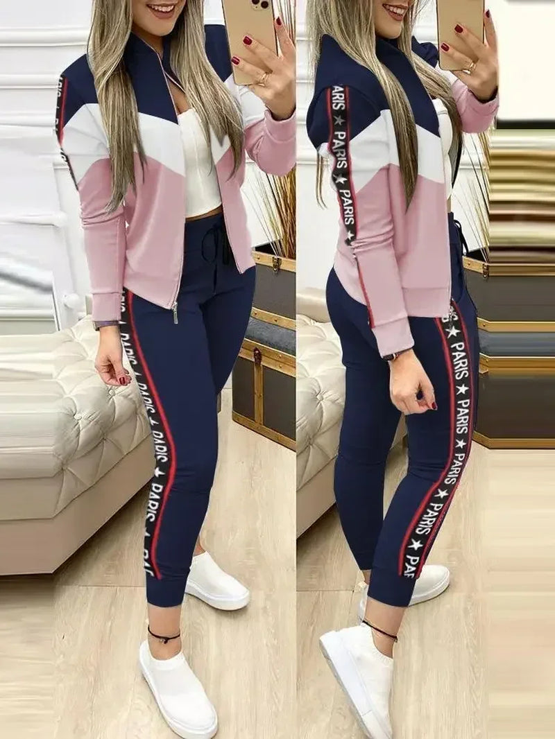 2025 Women Two Piece Set Outfits Autumn Women'S Tracksuit Zipper Top and Pants Casual Sport Suit Winter 2 Piece Woman Sets