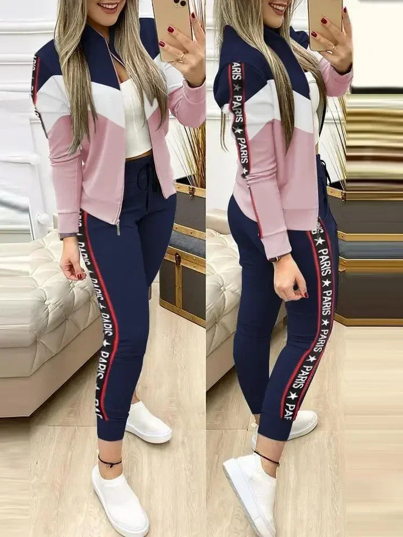2025 Women Two Piece Set Outfits Autumn Women'S Tracksuit Zipper Top and Pants Casual Sport Suit Winter 2 Piece Woman Sets